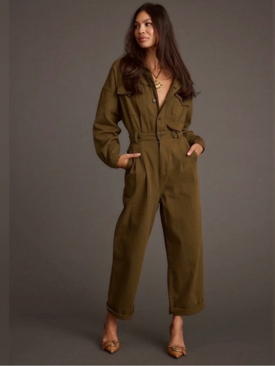 12th Tribe Pants - 12th Tribe Hendrix denim jumpsuit In Olive Green Size S/M